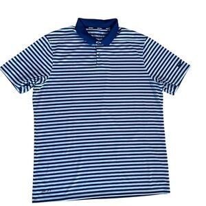 Nike Blue Men's Striped Dri-Fit Polo Golf Shirt Size XL